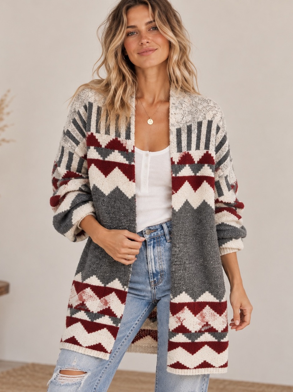 Dreamers by Debut Southwestern Aztec Longline Cardigan